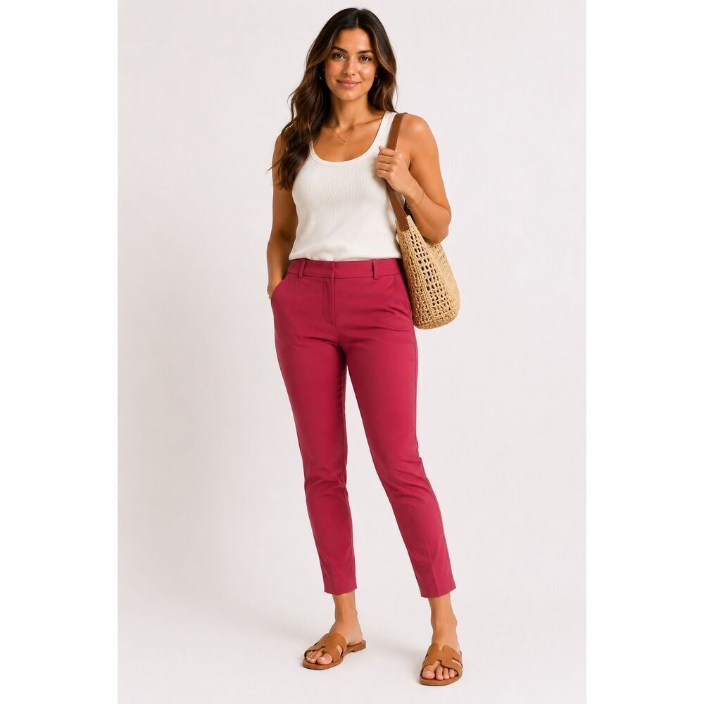 LOFT Marisa Skinny Ankle Pants Size 6 Pink Career Office Stretch Trousers